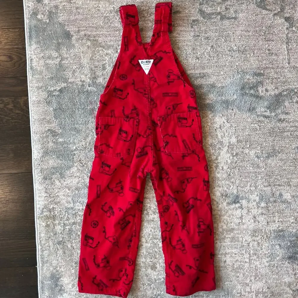 Vintage OshKosh B'gosh Red Corduroy Tools Overalls 4T USA
